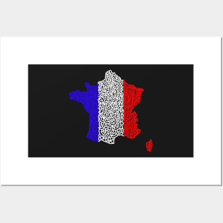 France Map and Flag Posters and Art